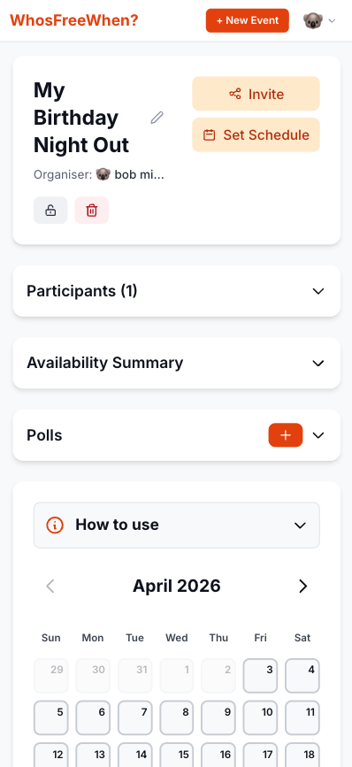 The shareable event link